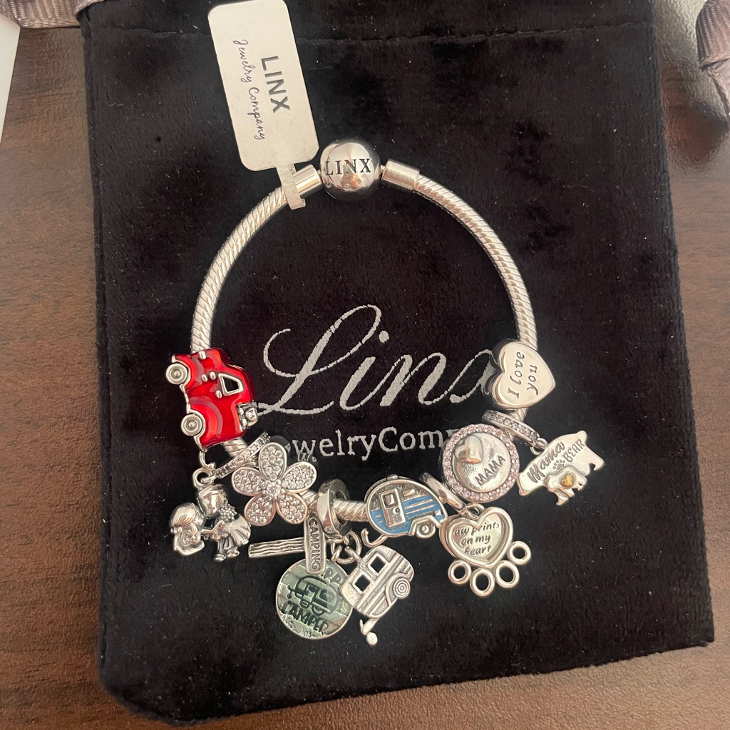 Linx Snake Chain Bracelet With Wife Mom Dog And Camping Charms